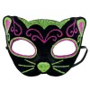 Siyah Kadife Kaplama Üzeri Pembe Yeşil Sim İşlemeli Kedi Maskesi 20x13 Cm