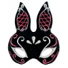 Siyah Renk Kırmızı Beyaz Simli Siyah Süet Kaplama Tavşan Maskesi 18x16 Cm