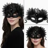 Siyah Taşlı Venedik Maskesi Lüks Tüllü Parti Maskesi
