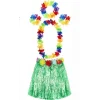 Yetişkin Ve Çocuk Uyumlu Luau Aloha Hawaii Yeşil Etek Ve Renkli Kolye Taç 2 Adet Bileklik Seti