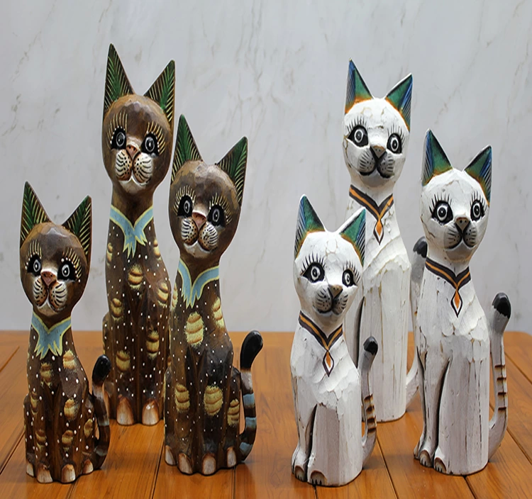 50 Cm Cat Set 3sutama-2 With Wood 3