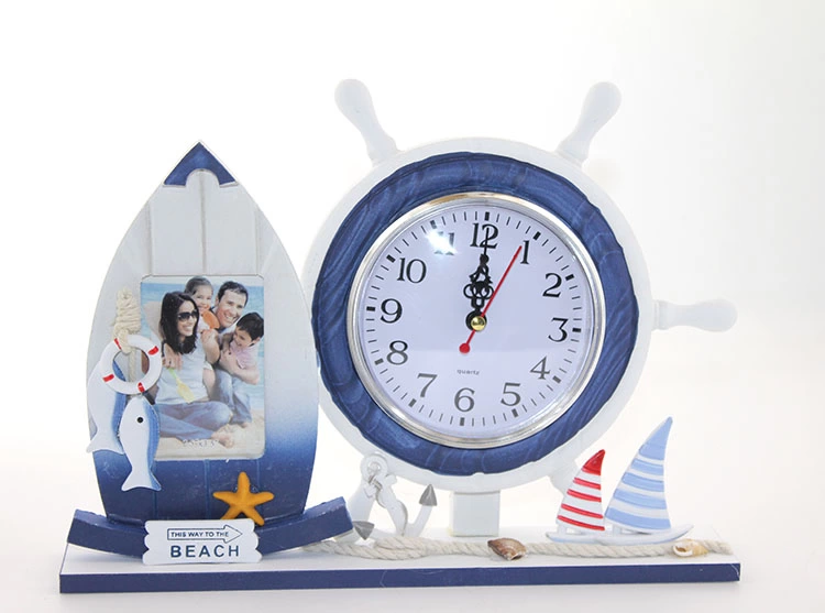 Wooden Marin Dümenli Çerceveli Clock Alk2456