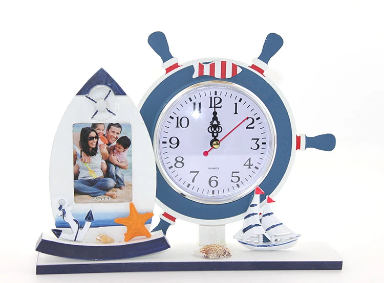 Wooden Marin Dümenli Çerceveli Clock Alk2457