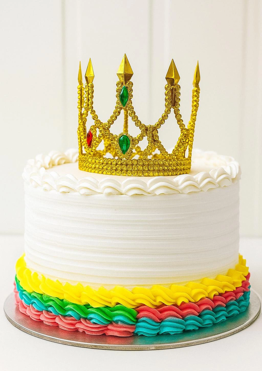 Altın Işıltılı İnce Pasta Tacı Pasta Üstü Taç Plastik Malzeme 8x8 Cm