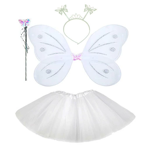 White Butterfly Costume - White Butterfly Costume Accessories Set 4 Pieces