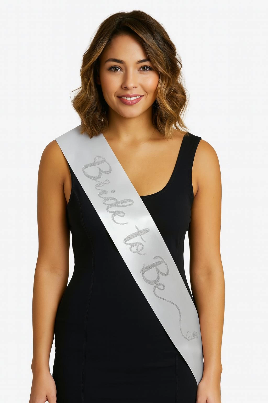 Handwriting on White Satin Silver Bride To Be Belt