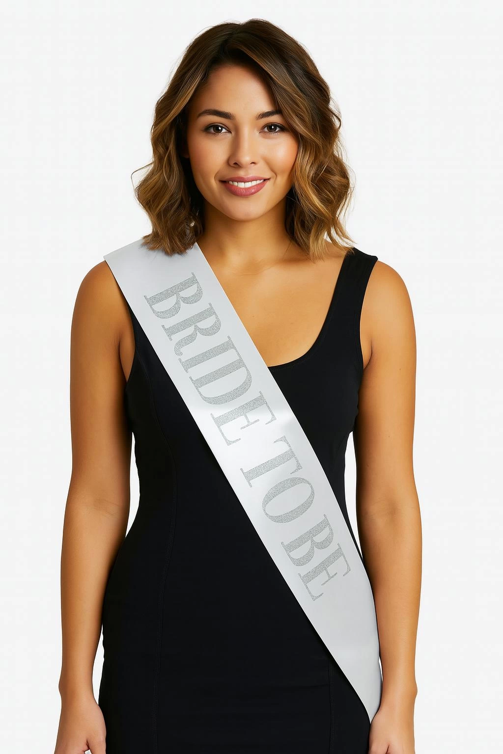 Thick Silver Summer Bride To Be Belt On White Satin