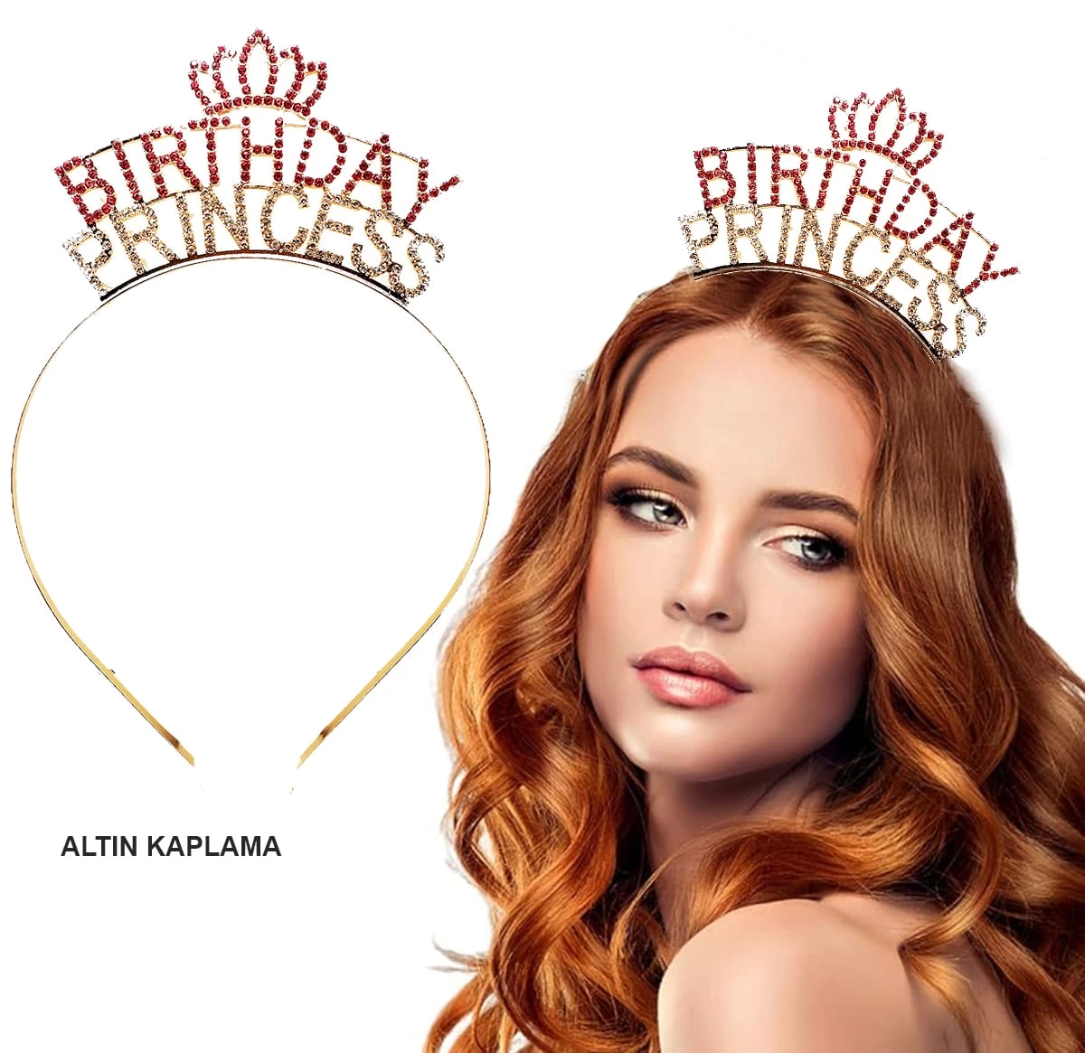Birthday Princess Crystal Crown – Gold Plated