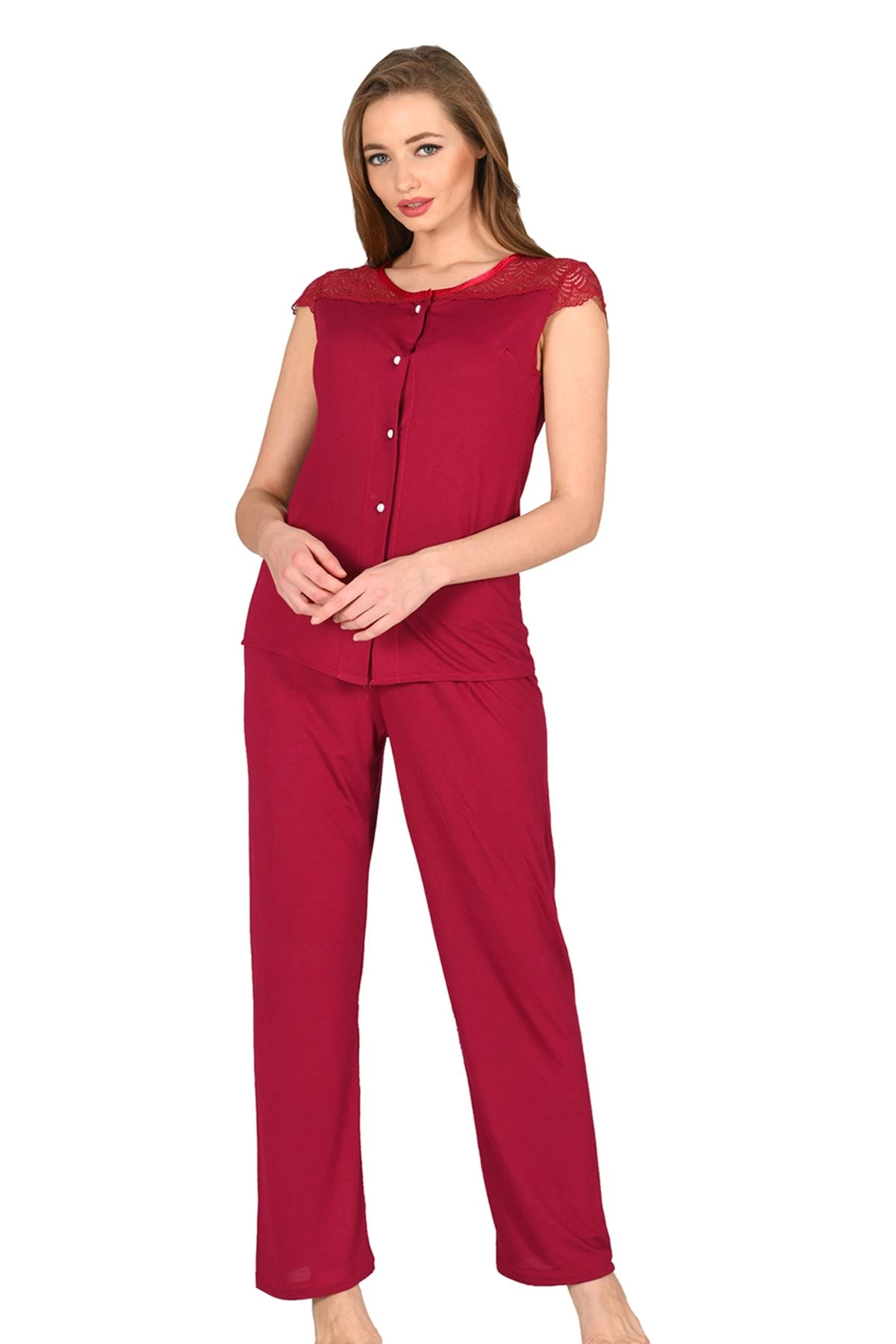 Bordo Penye Pijama Set - 1632