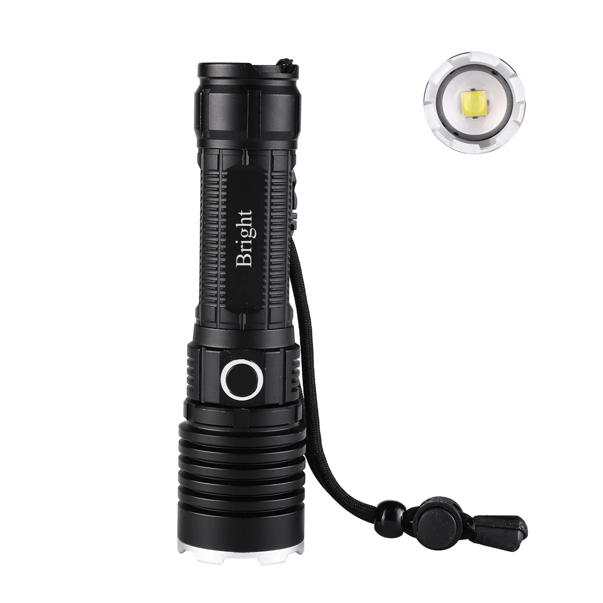 Bright Ght-5761 Xp90 Led 3 Mod Zoomed Rain Water Proof Rechargeable Flashlight 26650 Battery