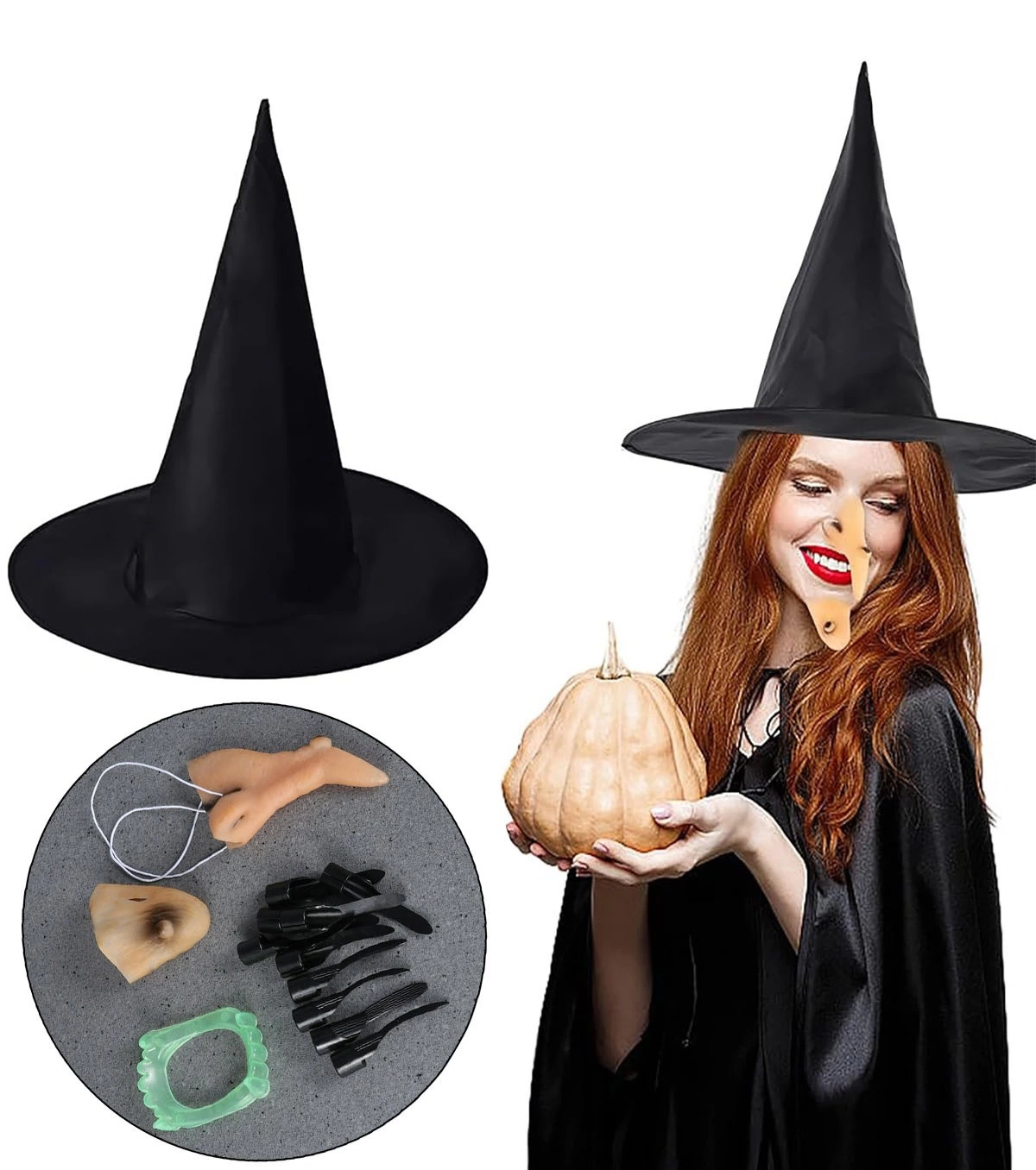 Cadı Şapkası Cadı Tırnakları Cadı Burnu Cadı Çenesi Cadı Diş Seti