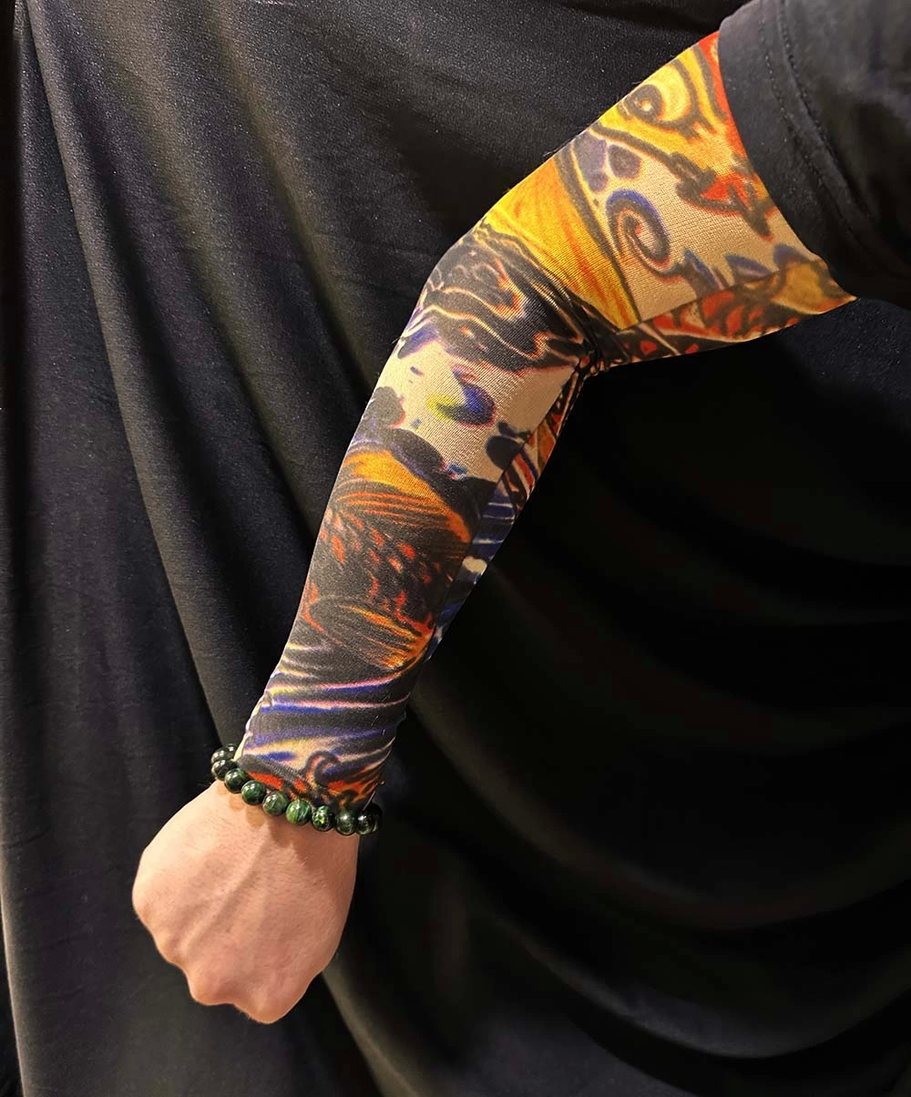 Socks Tattoo Wearable Sleeve Leg Tattoo Likra 2 Pcs Model 27