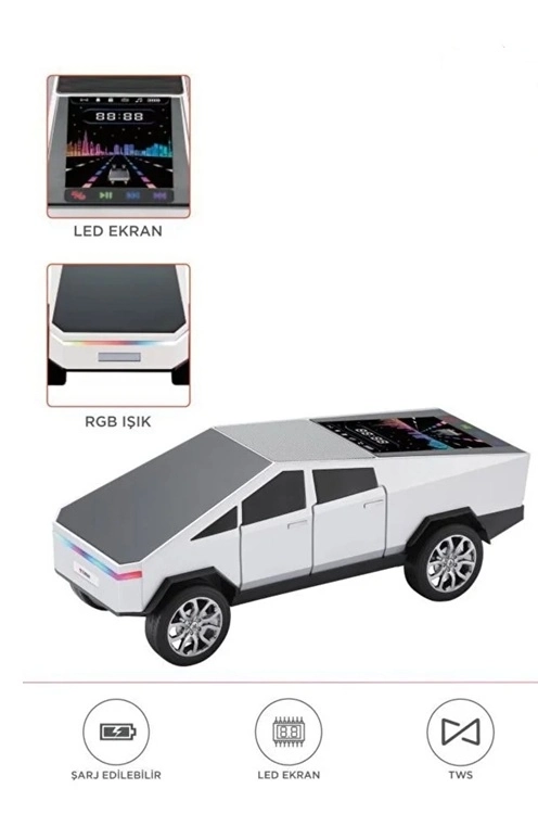 D68 Cyber Model Araba Tasarımlı Bluetooth Hoparlör 15w Güçlü Ses Rgb Led /tws/usb Beyaz
