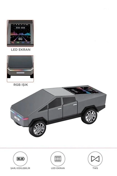 D68 Cyber Model Araba Tasarımlı Bluetooth Hoparlör 15w Güçlü Ses Rgb Led /tws/usb Gri