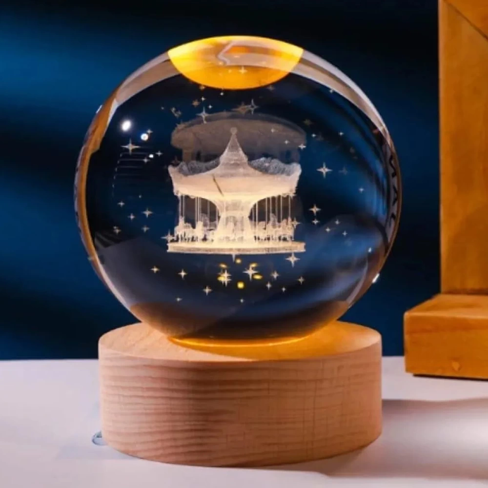 Rotating Horse Ant Design Lighted Glass Globe