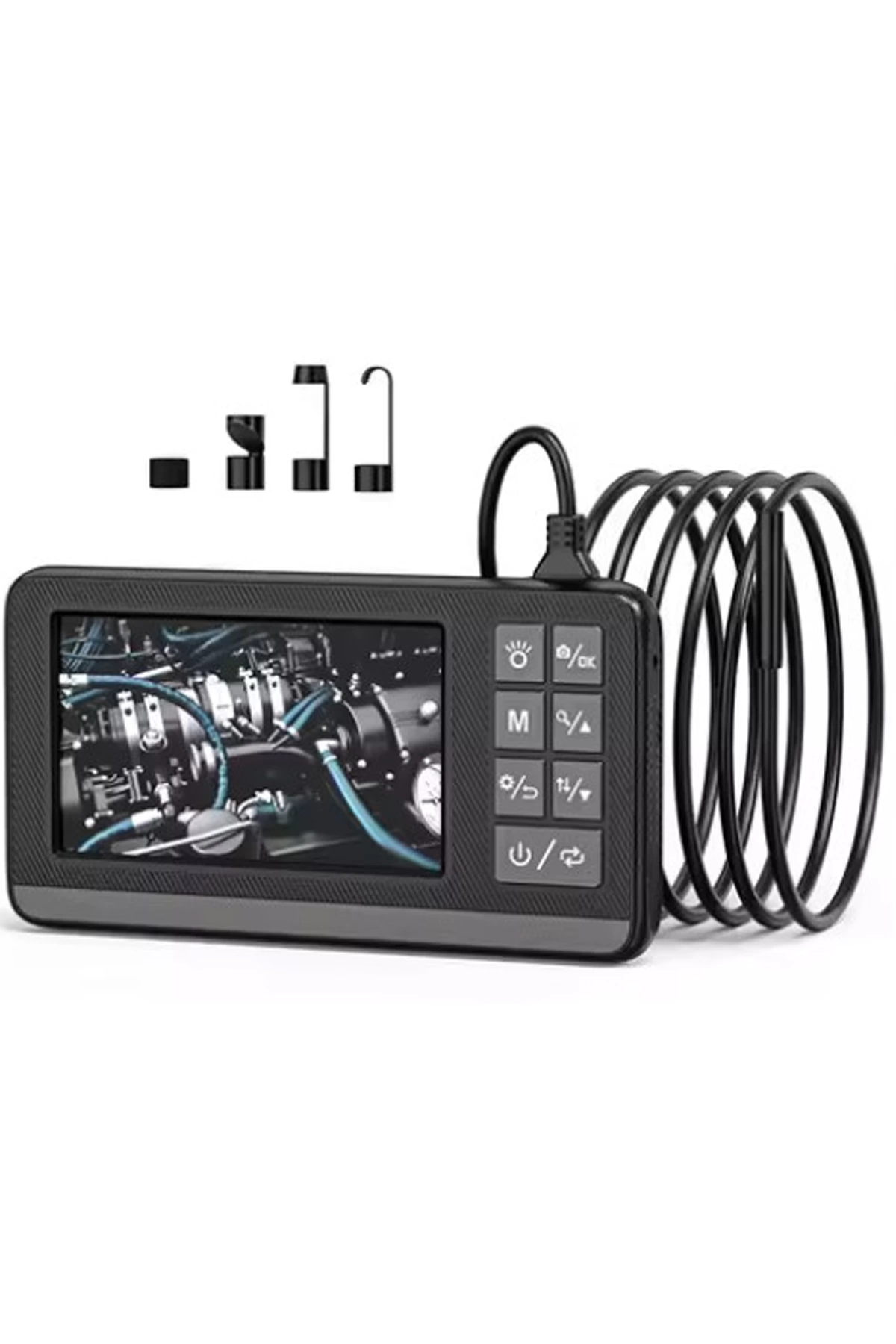 Ekranlı Çift Kameralı 5 Mt Sert Kablo Endoskop Kamera 8 Mm 4.3 Inc Hafıza Kart Destekli