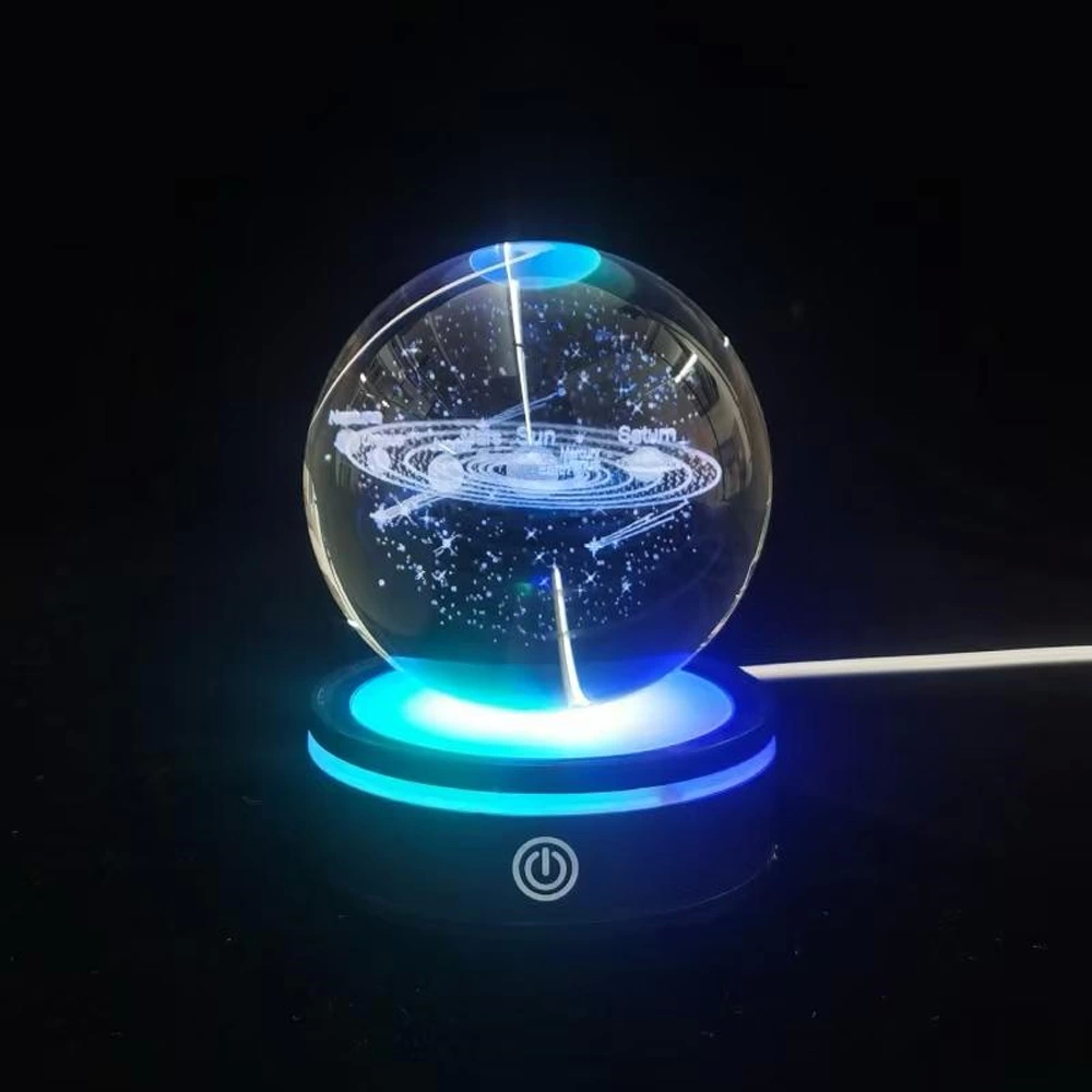 Planets Designed Color Changing Rotating Glass Globe