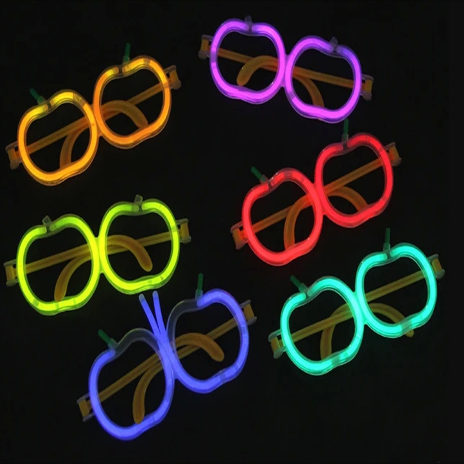 Glow  Elma Gözlük - Glow Partisi Gözlüğü - Glow Stick Gözlük 12 Adet