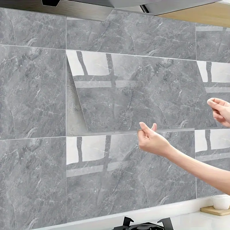 Grey Marble Patterned Aluminum Plastic Wall Sticker