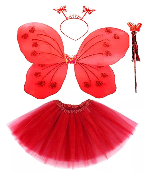 Red Butterfly Costume - Red Butterfly Costume Accessories Set 4 Pieces