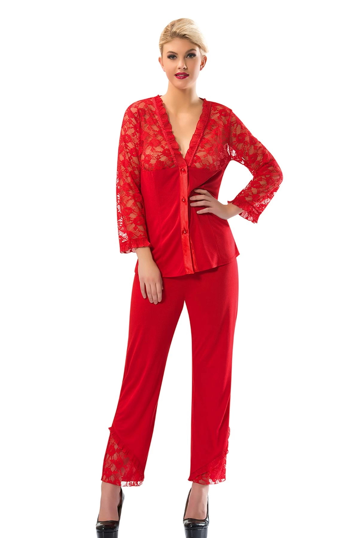 Red Penye Pijama Kit - 1570