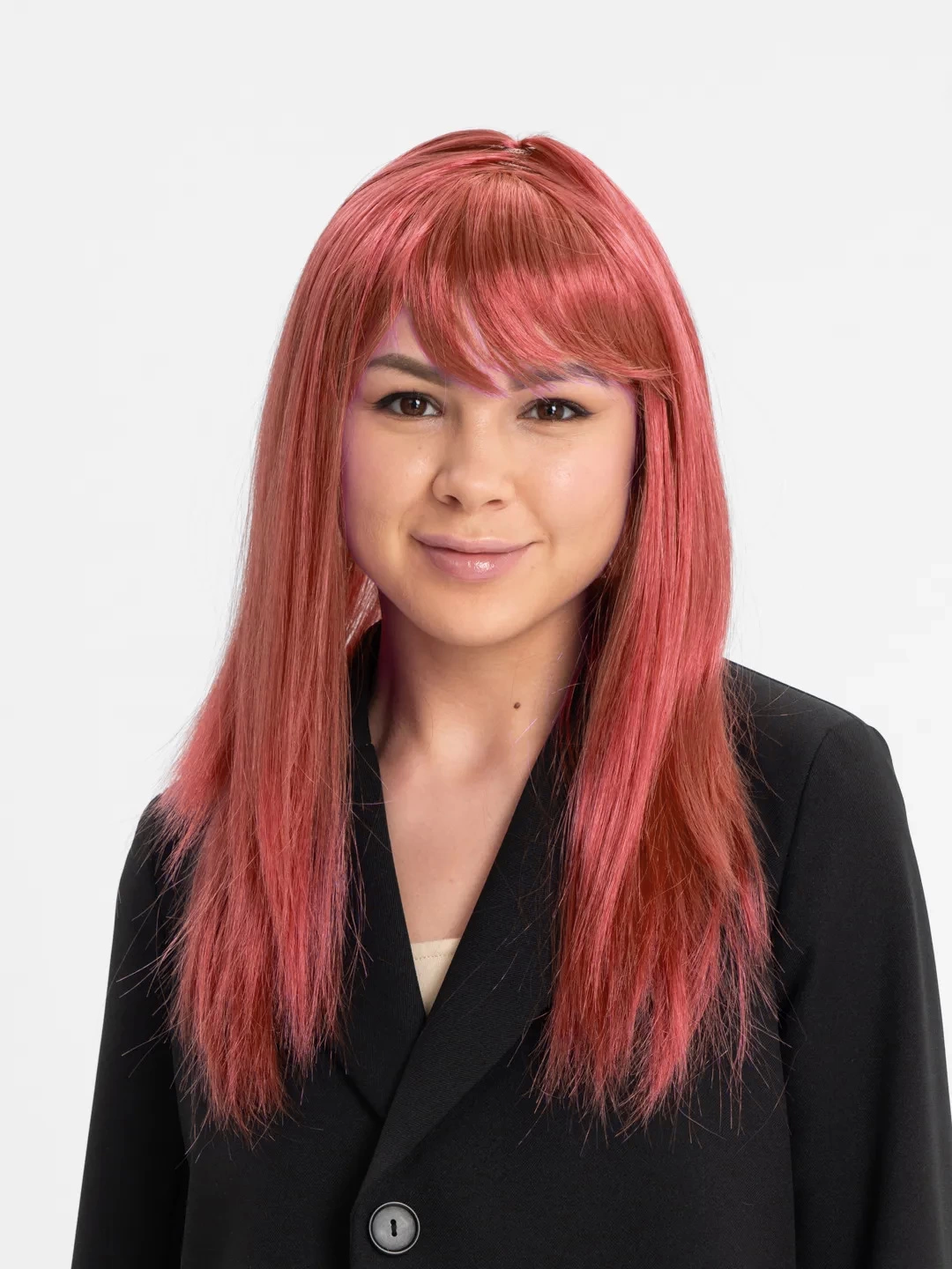 Red Color Straight Cut Long Party Persue Hair