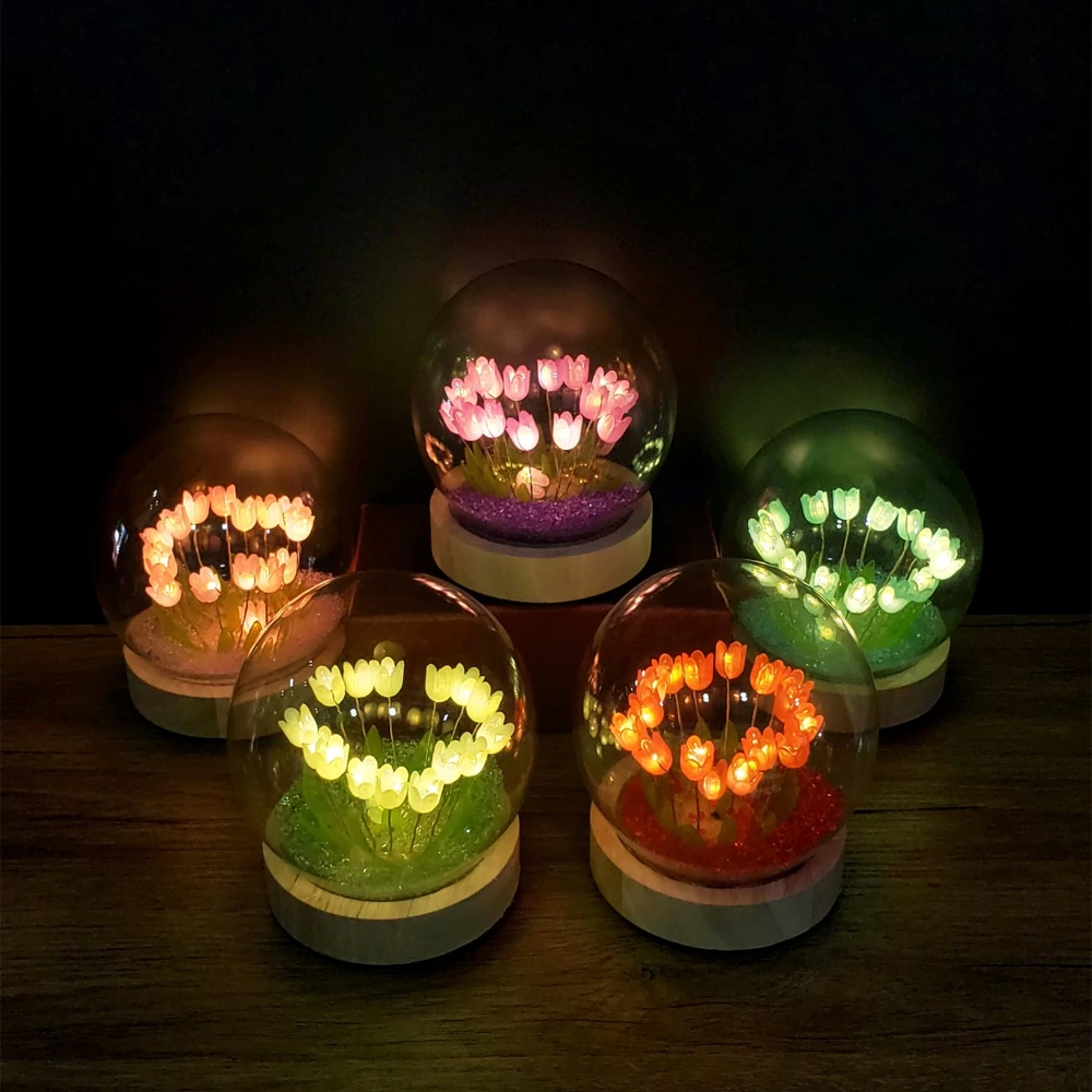 Led Lighted Lale Glass Fanus