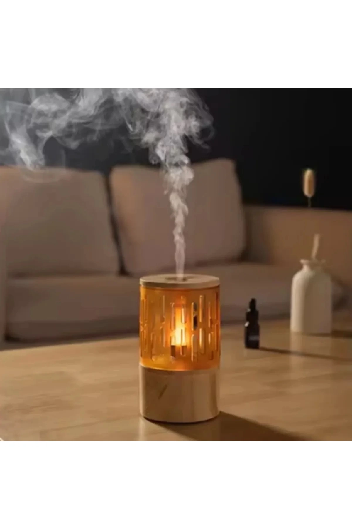 Mum Işığı Görünümlü Taşınabilir 125ml Kapasiteli Işıklı Aroma Yayıcı Hava Nemlendirici