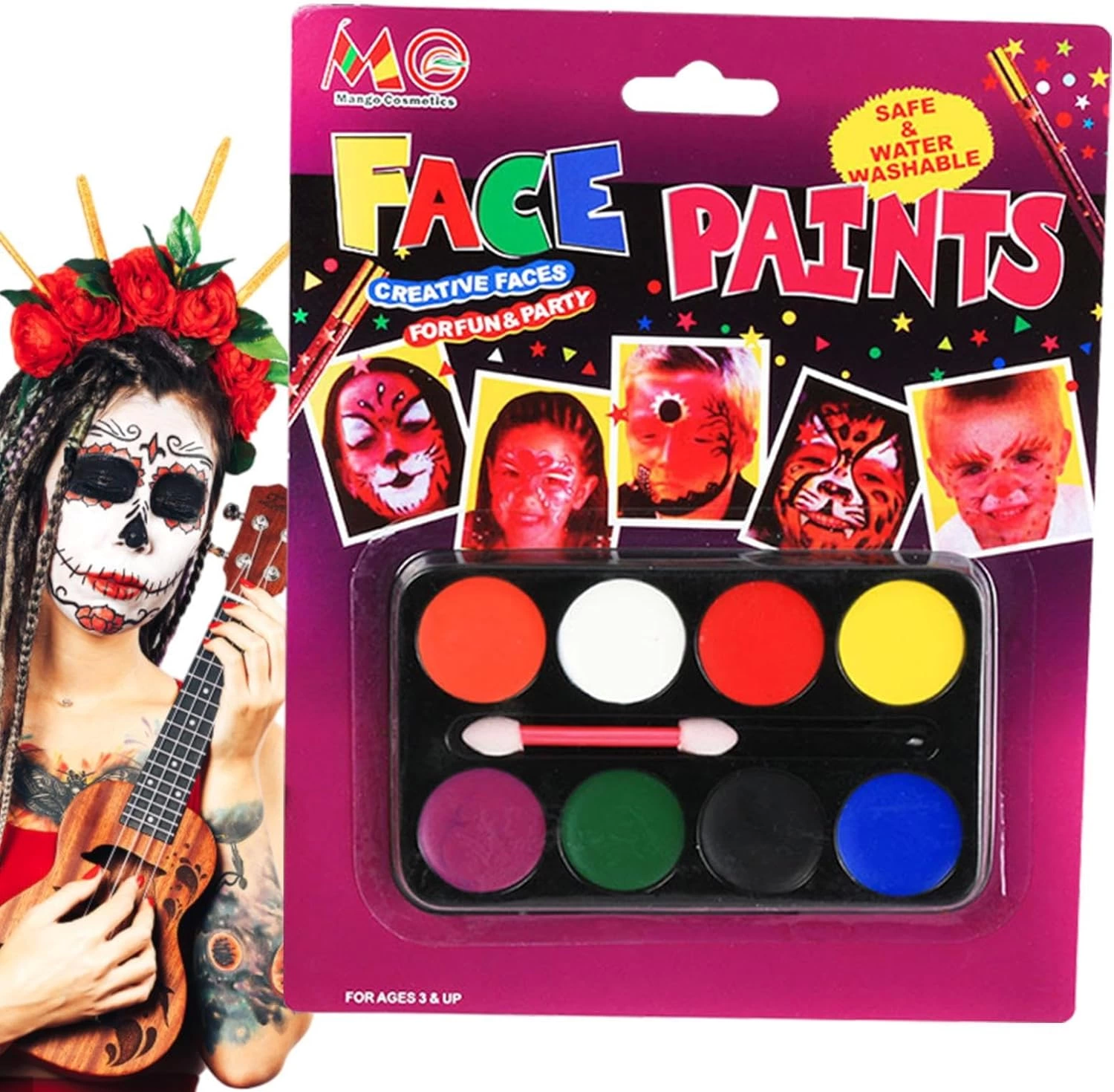 Clown Face Painting Set Brushed Makeup Coloring Set 8 Color