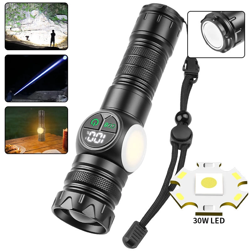 Ps-8745 Professional Zoom 30w Powerbank Magnet Hunter Camping Repairer Flashlight