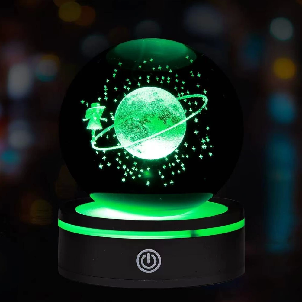 Color Changing Chess Girl Rotating Glass Globe