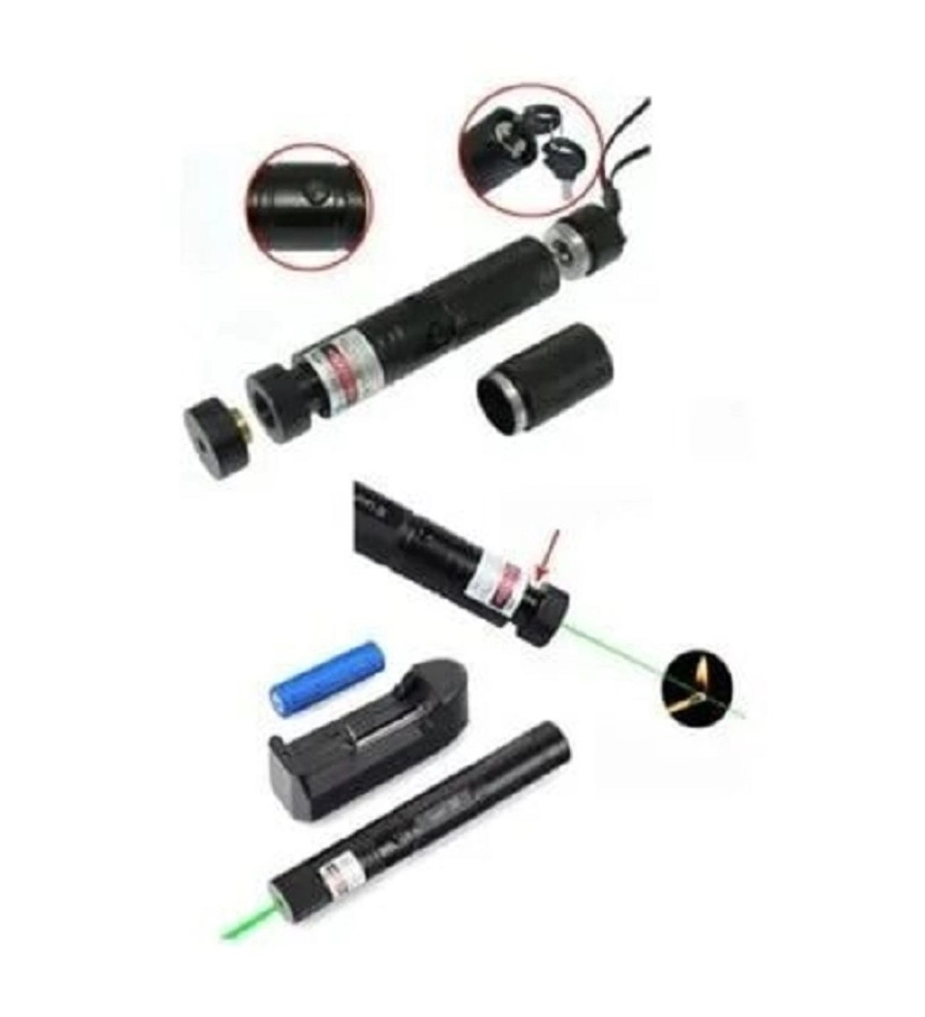 Şarjlı Turbo Yeşil Lazer Pointer Kibrit Yakabilen  Güç 1000mw