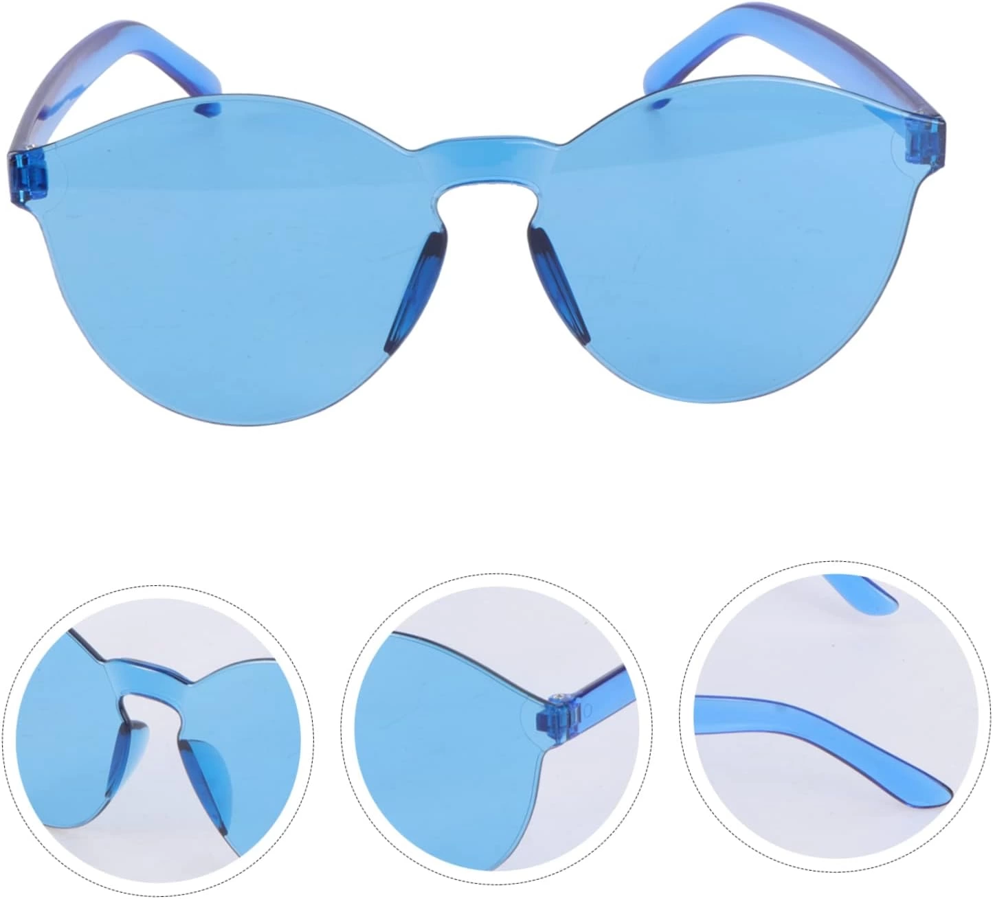 Sert Mika Oval Şekilli Çerçevesiz Mavi Gözlük Retro Parti 5x14 Cm