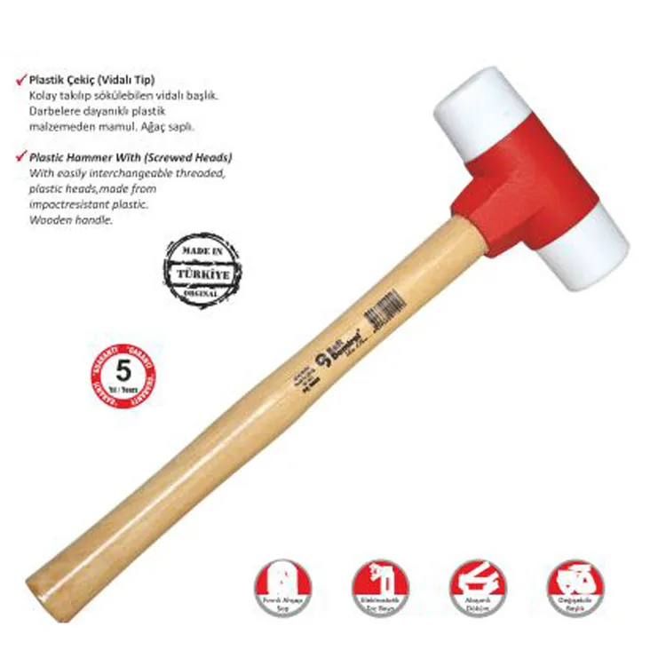 Sert Plastik Çekiç No:30 - Ahşap Saplı