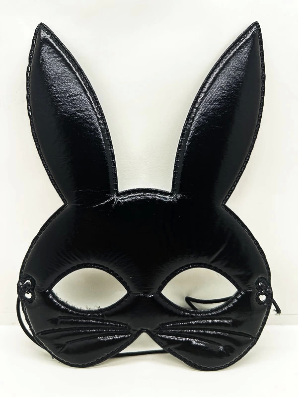 Black Color Fabric Imal Eva Rabbit Mask 19x15 Cm From Material