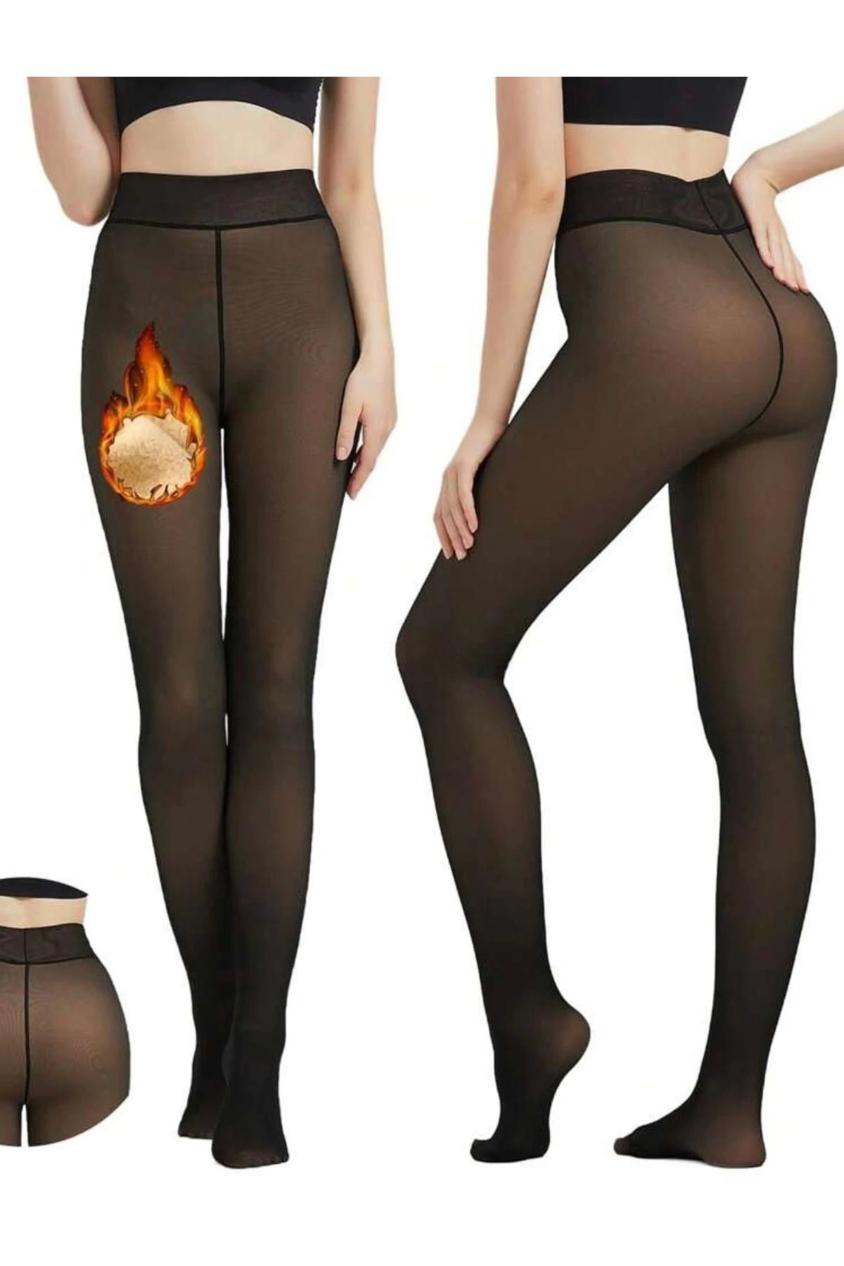 Thermal Plush Black Panties Socks Pkc-581