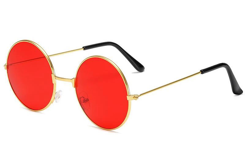 Yulak Glass John Lennon Style Red Glasses With Gold Frame