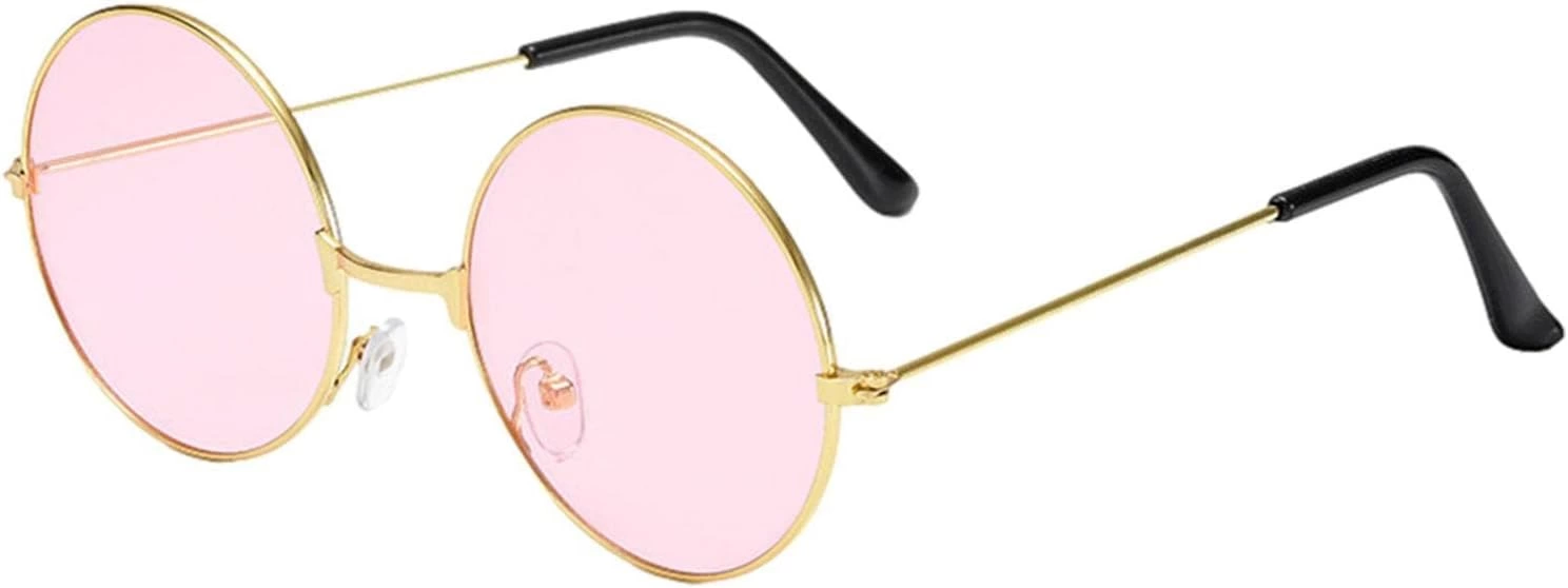 Yulak Glass John Lennon Style Hippi Gold Frame Pink Glasses
