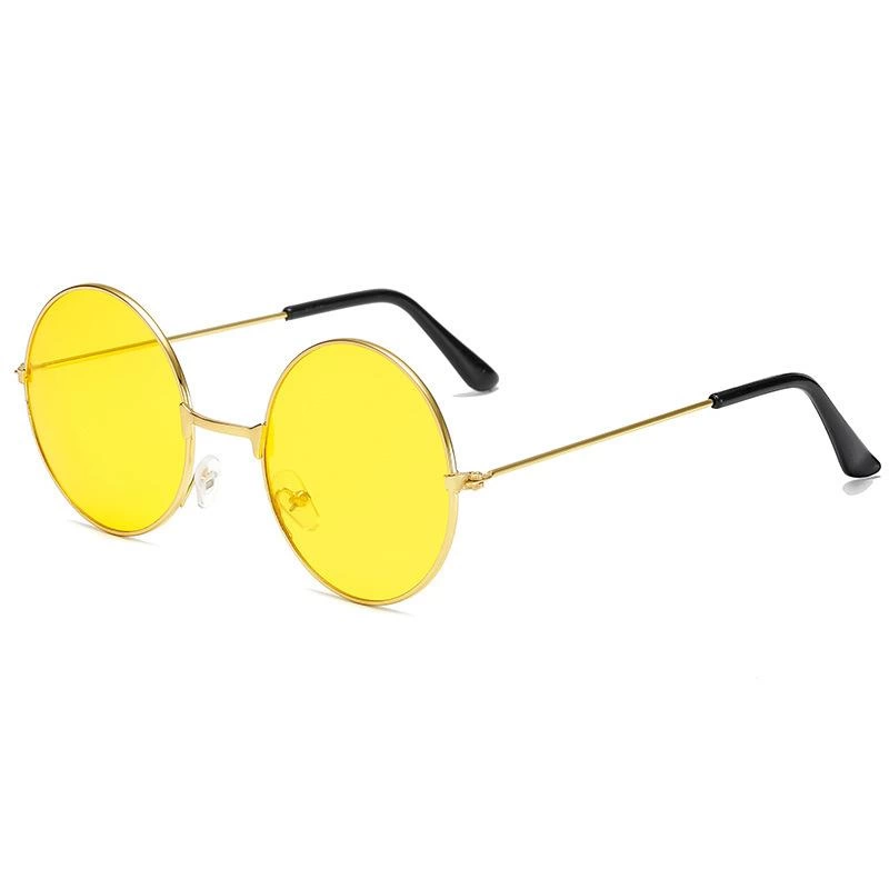 Yulak Glass John Lennon Style Hippy Gold Frame Yellow Glasses