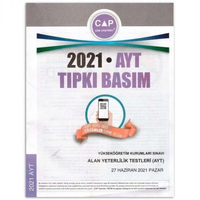 2021 AYT Deneme Tıpkı Basım