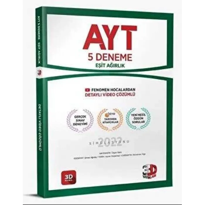 3D Yayınları AYT 5`li Eşit Ağırlık Deneme