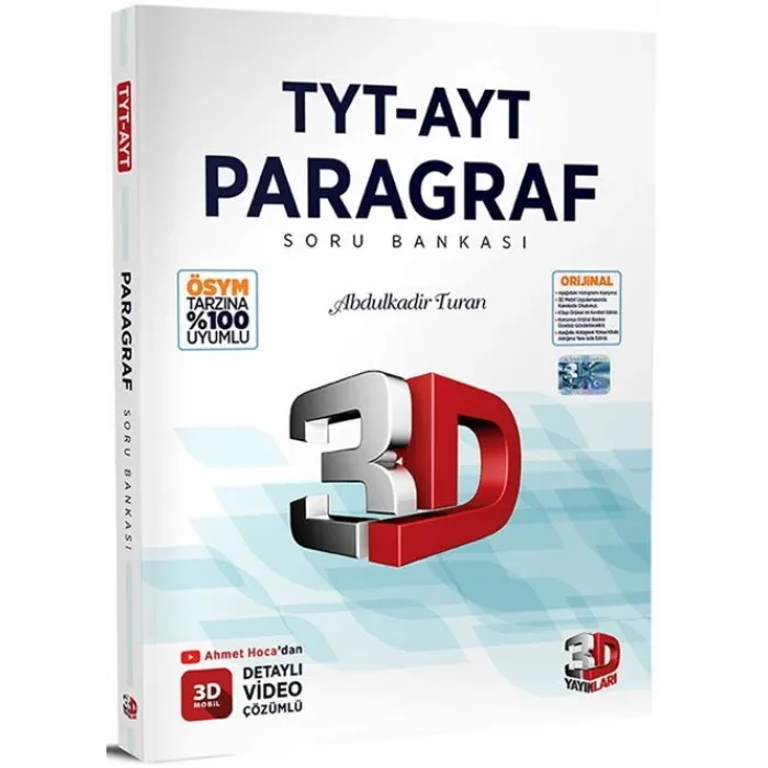 3D Yayınları TYT AYT Paragraf Soru Bankası