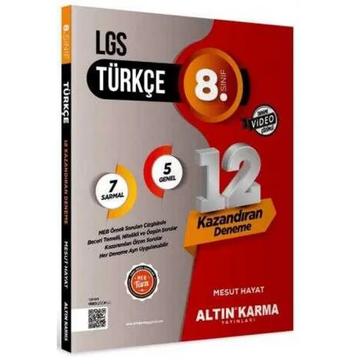 Altın Karma Yayınları 2024 8. Sınıf LGS Türkçe 12`li Sarmal Deneme