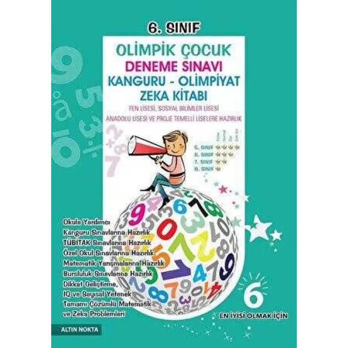 Altın Nokta Basım Yayın 6. Sınıf Olimpik Çocuk Deneme Sınavı Kanguru - Olimpiyat Zeka Kitabı Tamamı Çözümlü