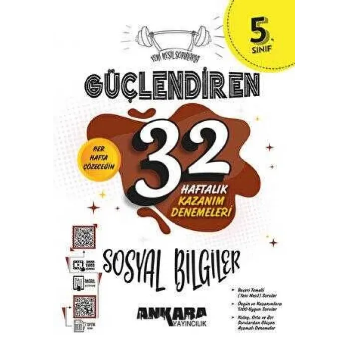 Ankara Yayıncılık 5. Sınıf Güçlendiren 32 Haftalık Sosyal Bilgiler Kazanım Denemeleri
