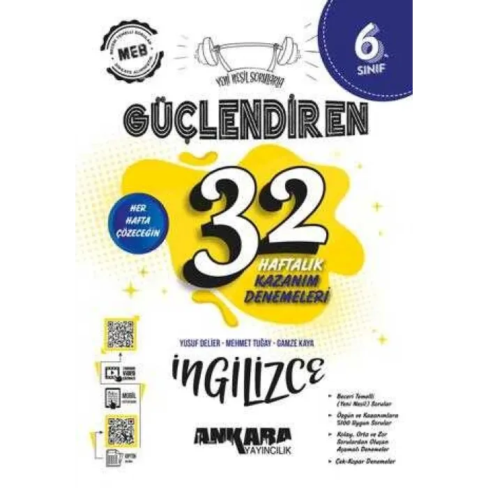 Ankara Yayıncılık 6. Sınıf Güçlendiren 32 Haftalık İngilizce Kazanım Denemeleri