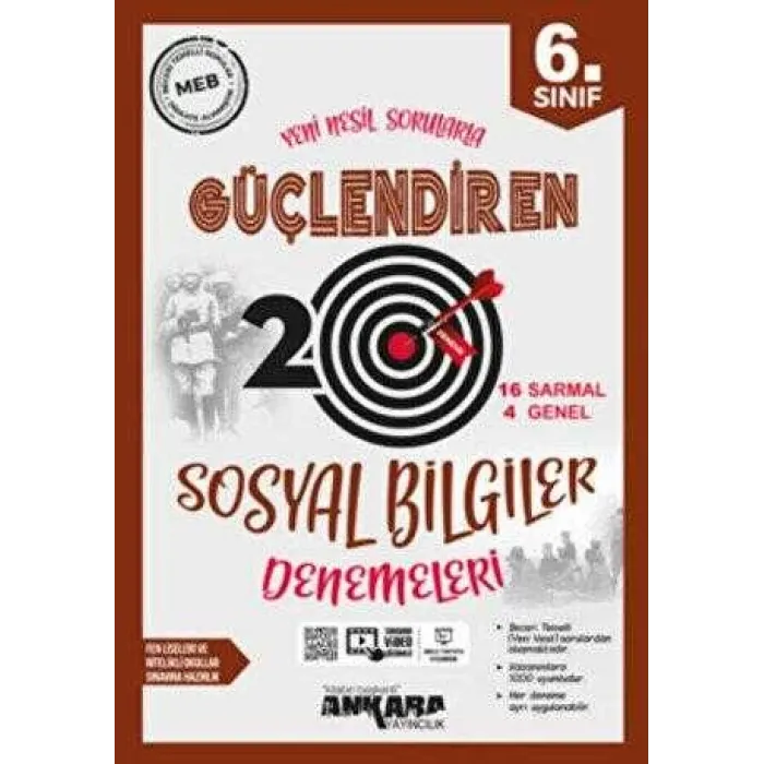 Ankara Yayıncılık 6. Sınıf Sosyal Bilgiler Güçlendiren 20 Deneme