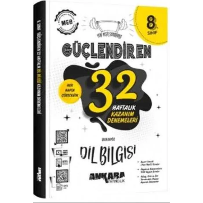 Ankara Yayıncılık 8. Sınıf Dil Bilgisi Güçlendiren Haftalık Kazanım Denemeleri