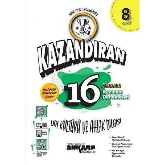 Ankara Yayıncılık LGS Kazandıran 16 Haftalık Din Kültürü Ve Ahlak Bilgisi Kazanım Denemeleri
