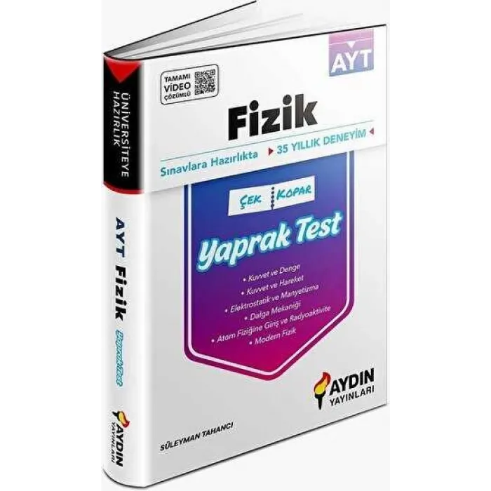 Aydın Yayınları YKS AYT Fizik Çek Kopar Yaprak Test Video Çözümlü